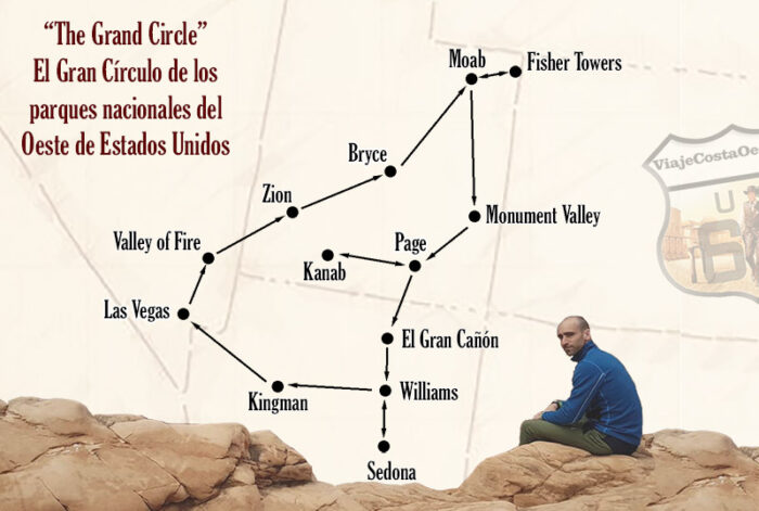 Mapa de la ruta del gran círculo de los parques nacionales de Xabier