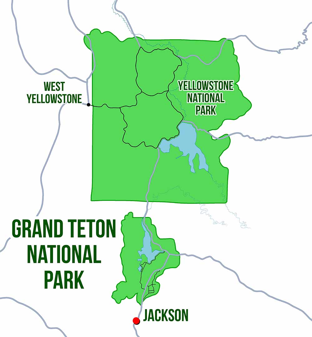 MAPA DÓNDE DORMIR EN EL GRAND TETON NATIONAL PARK