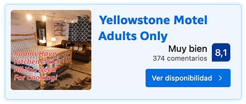 Tarjeta Yellowstone Motel Adults Only - Dónde dormir en Yellowstone