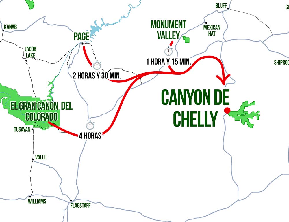 MAPA DÓNDE ESTÁ CANYON DE CHELLY