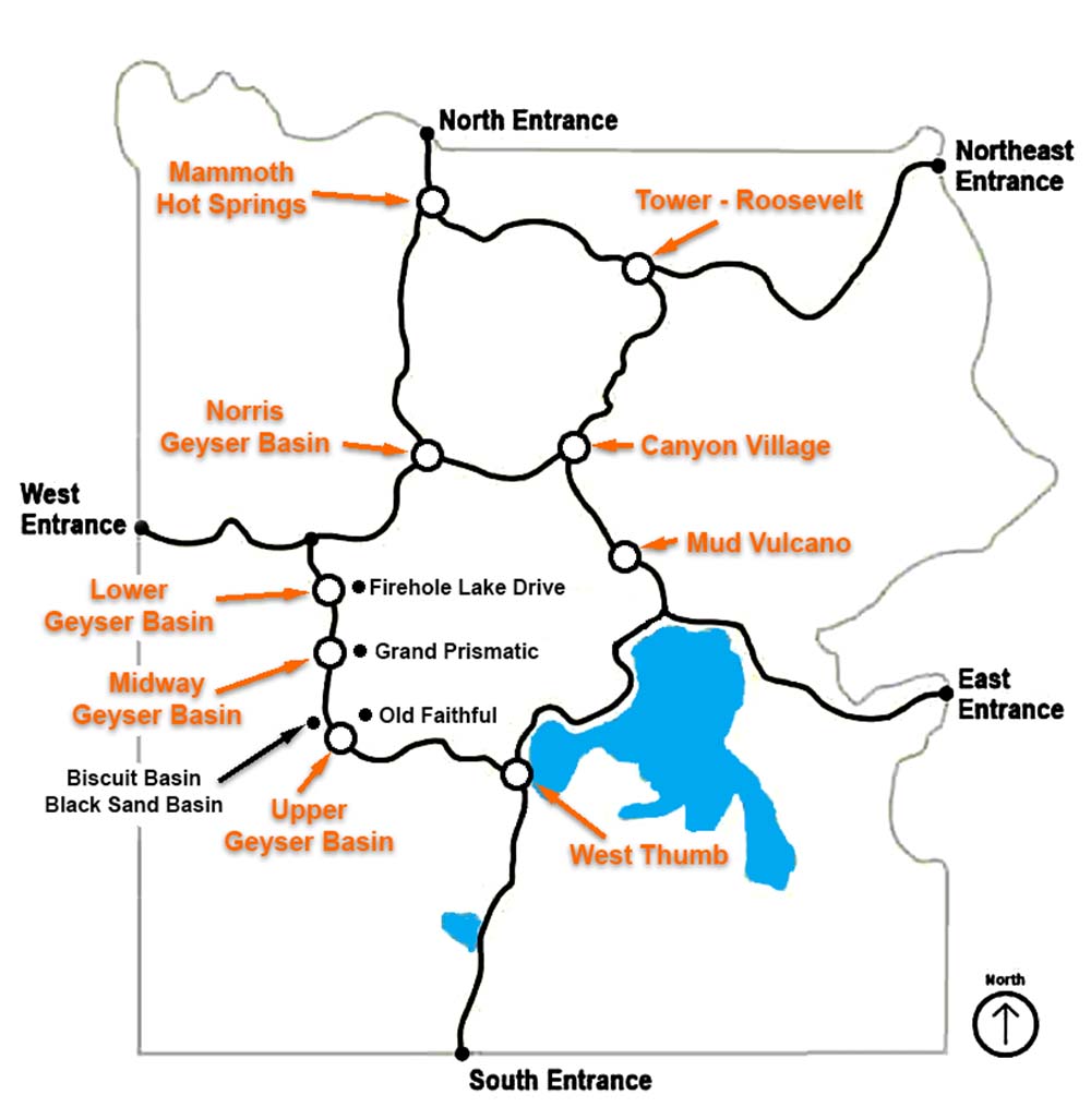 MAPA Qué ver en Yellowstone