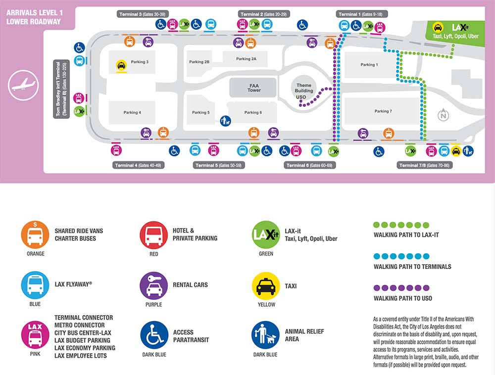mapa cómo llegar a Los Angeles desde el aeropuerto