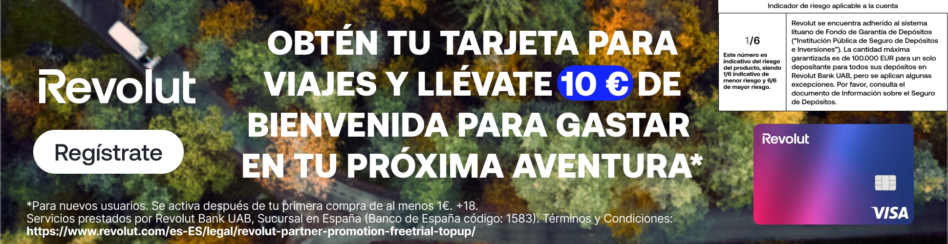 Banner promoción 10€ de regalo de bienvenida Revolut